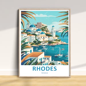 Rhodes Travel Print, Rhodes Travel Poster, Rhodes Wall Art, Greece Travel Print, Rhodes Home Decor Print, Rhodes Art Gift, Greek Print