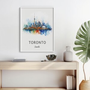 Impression de voyage à Toronto, affiche de voyage à Toronto, art mural vacances, impression du Canada, impression de décoration intérieure unique, cadeau d'anniversaire de mariage, aquarelle image 6