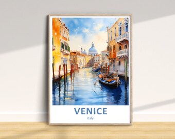 Impresión de viaje a Venecia, póster de viaje a Venecia, arte mural de Venecia, impresión de viaje a Italia, impresión de decoración del hogar de Venecia, regalo de arte de Venecia, canales de Venecia