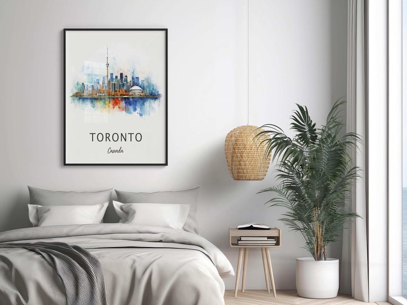 Impression de voyage à Toronto, affiche de voyage à Toronto, art mural vacances, impression du Canada, impression de décoration intérieure unique, cadeau d'anniversaire de mariage, aquarelle image 4
