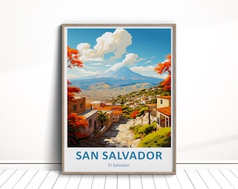 San Salvador Digital Download, El Salvador Travel Poster, Printable Vacation Wall Art, Birthday Anniversary Gift, Home Decor, Watercolor Art