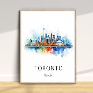 Impression de voyage à Toronto, affiche de voyage à Toronto, art mural vacances, impression du Canada, impression de décoration intérieure unique, cadeau d'anniversaire de mariage, aquarelle image 1