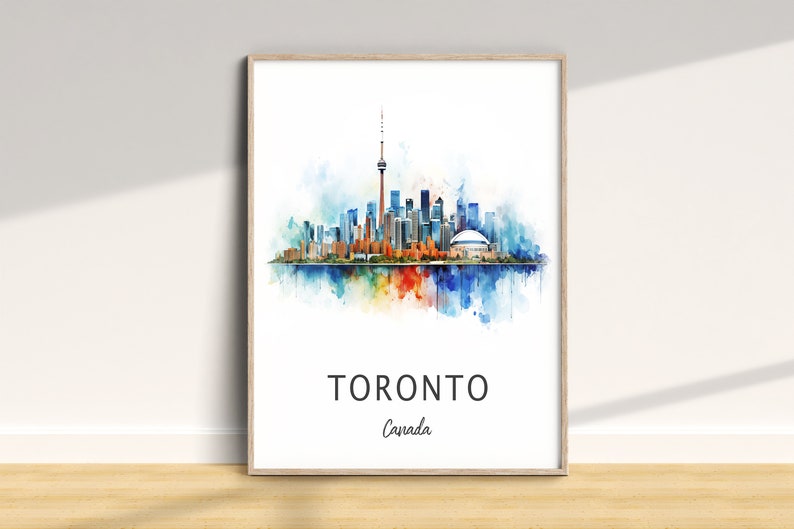 Impression de voyage à Toronto, affiche de voyage à Toronto, art mural vacances, impression du Canada, impression de décoration intérieure unique, cadeau d'anniversaire de mariage, aquarelle image 1