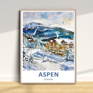 Aspen Travel Print, Aspen Travel Poster, Colorado Wall Art, Winter Travel Print, Aspen Home Decor Print, Aspen Art Gift, Aspen Ski Poster