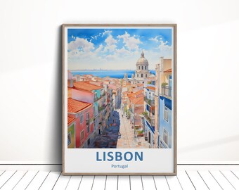 Digitale download Lissabon, Lissabon reisposter, Lissabon kunst aan de muur, Portugal reizen download, Lissabon woondecoratie, Lissabon kunstcadeau, stadsposter