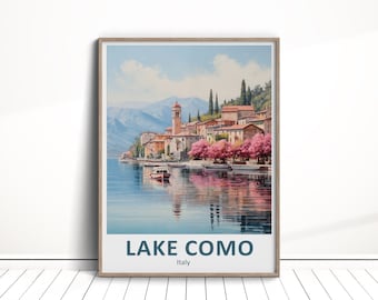 Lake Como Travel Print, Lake Como Travel Poster, Vacation Wall Art, Italy Travel Print, Lakes Home Decor Print, Travel Art Gift, Watercolor