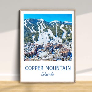 Koperen bergreisafdruk, traditionele poster Colorado, vakantie muurkunst, woondecoratie, bruiloft verjaardag verjaardagscadeau, aquarelstijl