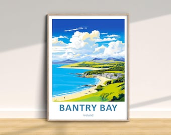 Bantry Bay Travel Print, Ireland Traditional Poster, Vacation Wall Art, Home Decor, Wedding Birthday Anniversary Gift, Colorful  Style
