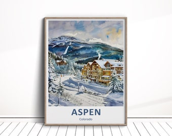Aspen Digital Download, Aspen Travel Poster, Aspen Wall Art, Winter Travel Poster, Aspen Home Decor Download, Colorado Gift,Aspen Ski Poster