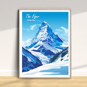The Eiger Travel Print, Eiger Mountain Travel Poster, Eiger Wall Art, Mountain Travel Print, Eiger Home Decor Print, Switzerland Art Gift