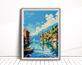 Portofino digitale download, Portofino-reisposter, Italië-poster, Portofino-reizen, Portofino-muurkunst, Italië-cadeau, woondecoratie downloaden