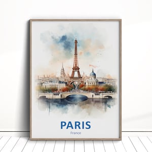 Paris Travel Print, Paris Travel Poster, Vacation Wall Art, France Travel Print, Eifel Tower Home Decor Print, Travel Gift, Watercolor Art