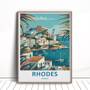 Rhodes Digital Download, Rhodes Travel Poster, Rhodes Wall Art, Greece Travel Poster, Rhodes Home Decor, Rhodes Art Gift, Greek Art Download