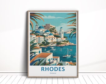 Rhodes Digital Download, Rhodes Travel Poster, Rhodes Wall Art, Greece Travel Poster, Rhodes Home Decor, Rhodes Art Gift, Greek Art Download