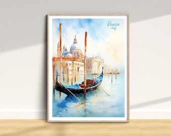 Venice Italy Travel Print, Venice Travel Poster, Vacation Wall Art, Gondola  Print, Venice Home Decor Print, Travel Art Gift, Watercolor Art