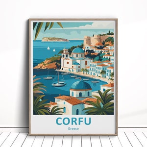 Corfu Digital Download, Corfu Travel Poster, Corfu Wall Art, Greece Travel Download, Corfu Home Decor , Corfu Art Gift, Greek Islands Print