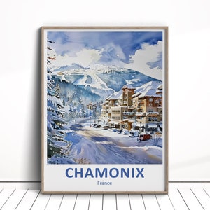 Chamonix Digitaler Download, Chamonix Reise Poster, Frankreich Wandkunst, Winter Reise Download, Chamonix Home Decor, Chamonix Kunst Geschenk, Ski Poster