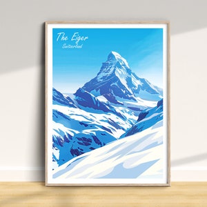 The Eiger Mountain Print, Eiger Mountain Travel Poster, Eiger Wall Art, Eiger Travel Print, Eiger Home Decor Print, Switzerland Art Gift