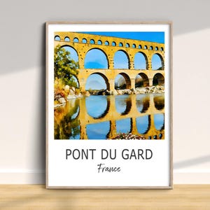 Pont du Gard Aqueduct Travel Print, France Traditional Poster, Vacation Wall Art,Home Decor,Wedding Birthday Anniversary Gift,Colorful Style