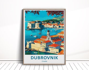 Dubrovnik Digital Download, Croatia City Travel Poster, Printable Vacation Wall Art, Birthday Anniversary Gift, Home Decor, Watercolor