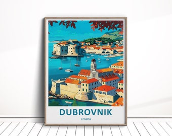 Téléchargement numérique de Dubrovnik, affiche de voyage de Dubrovnik, affiche de la Croatie, Dubrovnik, art mural de Dubrovnik, cadeau de voyage de Dubrovnik, téléchargement de décoration d'intérieur