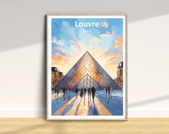 Louvre Museum Paris Travel Print, The Louvre Travel Poster, Vacation Wall Art, France Travel Print, Home Decor Print, Travel Art Gift, Paris