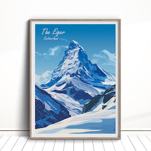 The Eiger Digital Download, Eiger Mountain Travel Poster, Eiger Wall Art, Mountain Travel download, Eiger Home Decor, Switzerland Art Gift