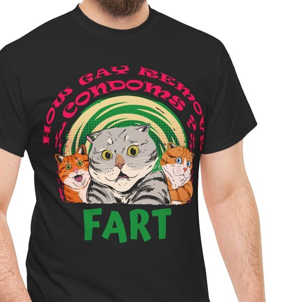 Gay condooms shirt, grappig gay shirt, humoristische Gayshirt, Gay Cat shirt, meme cadeau, nieuwe aanstootgevende Gay Cat meme tshirt, lelijke mooie ineenkrimpen tshirt