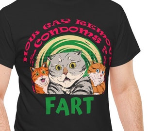 Gay-Kondom-Shirt, lustiges Gay-Shirt, humorvolles GayShirt, Gay-Cat-Shirt, Meme-Geschenk, neues offensives Gay-Cat-Meme-T-Shirt, hässliches schönes Cringe-Tshirt