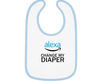 Alexa verander mijn luier Bib, grappig slabbetje, babygeboortecadeau, babyshowercadeau, cadeau voor nieuwe ouders, nieuwe moeder, nieuwe vader