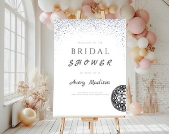 Disco Bridal Shower Welcome Sign Template, Disco Bridal Shower Sign, Printable Welcome Sign, Instant Download, Templett