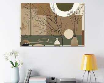 Japandi Wall Art, Wabi Sabi Wall Art, Brown Japanese Wall Art Gift, Home Decor, Canva Print, Best Wabi Sabi Interior, Wabi Sabi Long Art