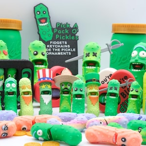 Tickles the Pickle: 4-Pack 3D Printed Articulating Fidget Toy with Mystery Surprise