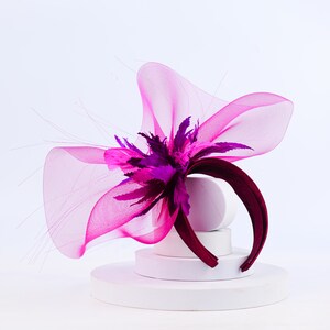 Pink Elegant Fascinator, Kentucky Derby Hat, Church, Formal, Royal Ascot, Wedding Fascinator, Tea Party, Horse Race, Cocktail, Bridal Hat.
