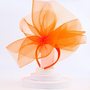 Orange Elegant Fascinator, Kentucky Derby Hat, Church, Formal, Royal Ascot, Wedding Fascinator, Tea Party, Horse Race, Cocktail, Bridal hat.