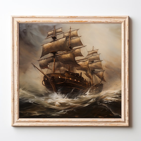 木製 | 海 | 船 | 太平洋 | 嵐 | 油絵 | ヴィンテージ - Etsy 日本