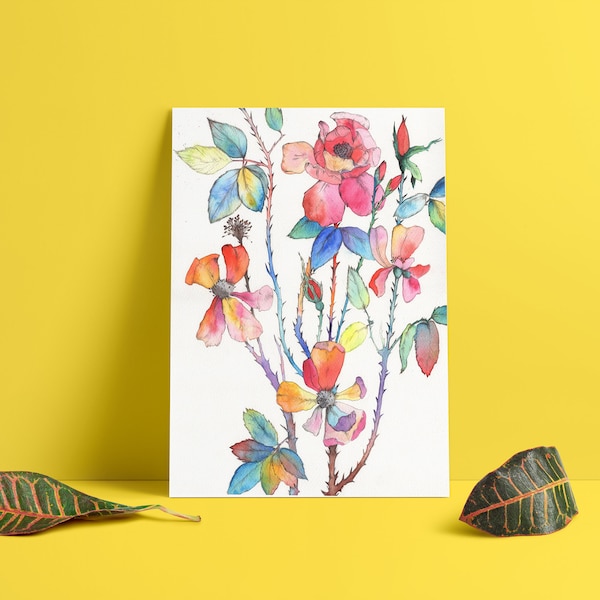 Aquarelle fleurie : carte postale