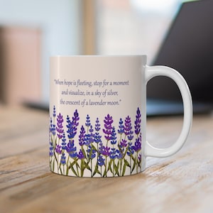 Handmade Ceramic Flower Coffee Cup, Floral Print Mug, Unique Lavender Lovers, Coffee Mug, Artistic Ceramic Cup, Gift for her, Positive Mug