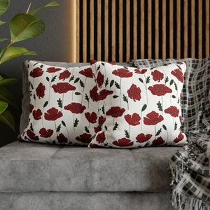 Handmade Square Flower Cushion Cover, Double Sided Reversible Floral Pillow, Botanical Print Home Decor, Vintage Boho cotton Pillow Case