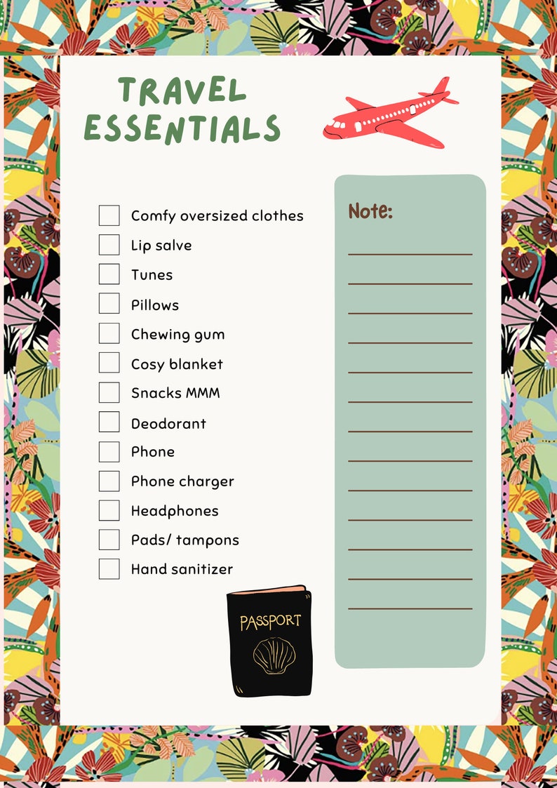 Vibrant Travel Essentials Checklist: Plan Your Adventure With Colourful ...