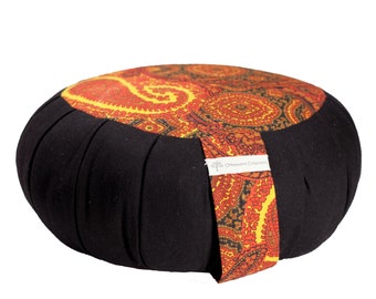 Grand Coussin de méditation et de yoga en tissus BIO , garni de Kapok | Zafu fait main en France I Couleurs d'Afrique