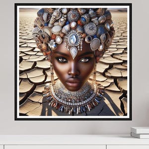 Tableau de femme noire, culture africaine, art afro, decoration intérieure, impression d'art numérique, tirage.