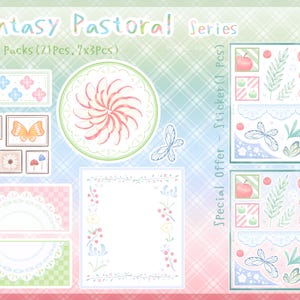 Paquetes de papel extraterrestre con ilustraciones de primavera, pastorales de fantasía, pegatinas, para manualidades de papel, diarios basura, álbumes de recortes/mariposas, flores
