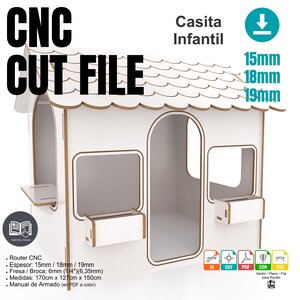 Candy House Speelhuis voor Kinderen Binnenspeelhuis voor kinderen. CNC vectortekeningen digitale pdf-bestanden, cnc router DXF-bestand