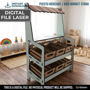 DXF Children's Market for Laser Cutting | Kiosk Play Stand | Educational Activity for Children