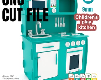 DXF Wooden Toddler Kitchen - Children&#39;s Kitchen - CNC Digital Drawings DXF - File for CNC Router. Montessori Game - File