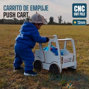 CNC Baby Walker Plans | Montessori Push Toy for Kids | Wooden Crane Cart Digital File | DXF SVG for Router cnc | Flat-pack Kids Stroller