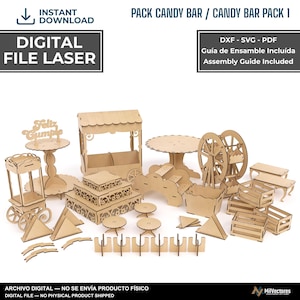 Zestaw mebli Candy Bar, zestaw 1 | Plik wektorowy do cięcia laserowego | SVG, cięcie laserowe | Imprezy okolicznościowe | Projekt cięcia laserowego | Instrukcja montażu | Plik cięcia laserowego