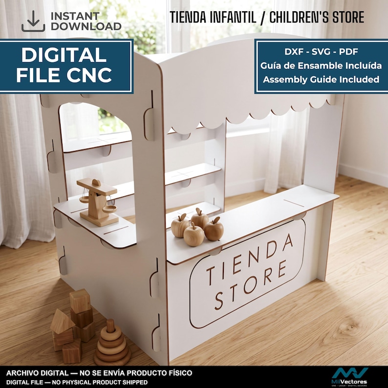 CNC-filer | Barnens trä-CNC-verkstad | Mässstånd | Sammankoppling och demontering | Montessorilekmarknad | DXF SVG bild 1
