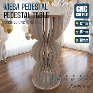 Cylindrical Pedestal cnc Plans | Round Roman Table | Candy Bar Cake Stand | Fluted Column Design | Router CNC DXF SVG | Digital Download